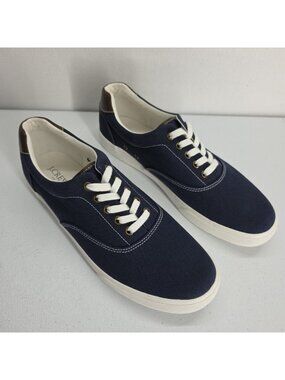 J Crew Low Top Sneakers Mens Size 12 Navy Canvas Lace Up Shoes Style CL554 EUC